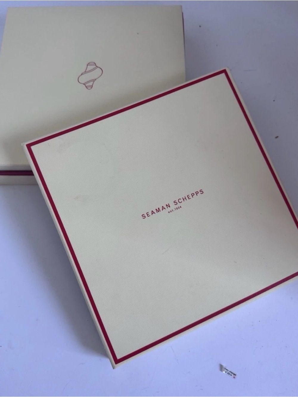 Authentic Seaman Schepps necklace box cream and red